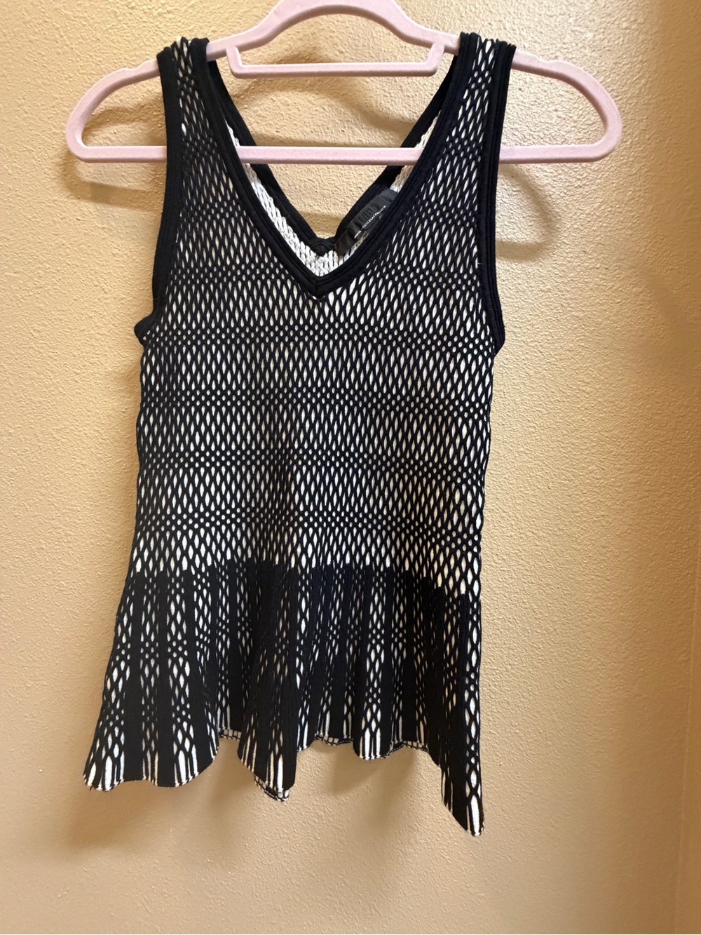 White House Black Market Black/White Fishnet Tank